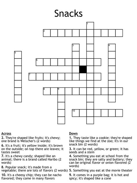 Big name in organic snacks crossword - The Crossword Solver found 30 answers to "big name in fruit snacks", 5 letters crossword clue. The Crossword Solver finds answers to classic crosswords and cryptic crossword puzzles. Enter the length or pattern for better results. Click the answer to find similar crossword clues . Enter a Crossword Clue. 